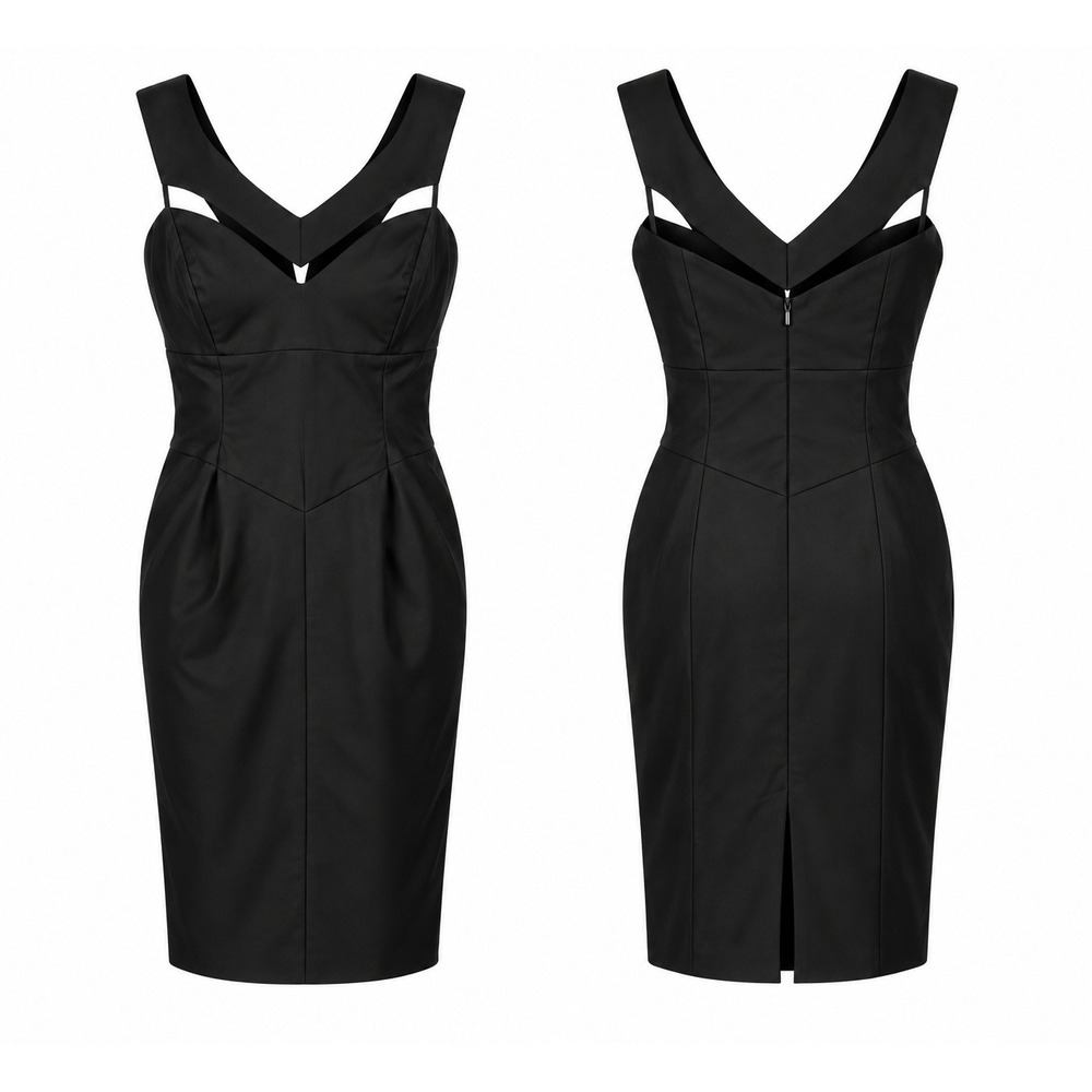 NWT Black Halo Metallic V-Neck Cocktail Evening Minimalist Quiet Luxury Dress 4